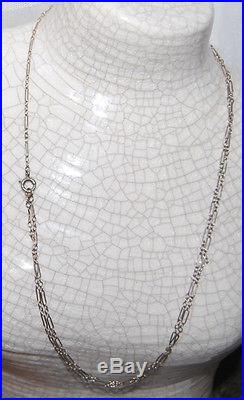 SOLID 18K WHITE GOLD ANTIQUE ART DECO WATCH CHAIN or Necklace, Peanut links