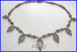 Spectacular Antique Art Deco French Sterling Paste Rhinestone Necklace Hallmarks