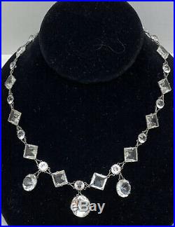 STUNNING Faceted Rock Crystal Sterling 16 Necklace Antique Art Deco Nouveau