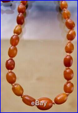 STUNNING, VINTAGE ART DECO, REAL BUTTERSCOTCH AMBER BEAD NECKLACE 12g