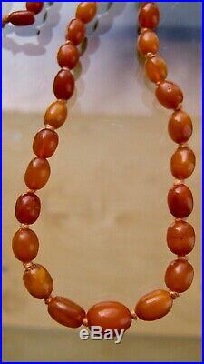 STUNNING, VINTAGE ART DECO, REAL BUTTERSCOTCH AMBER BEAD NECKLACE 12g