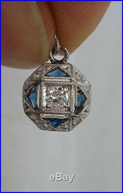 Sapphire Diamond Pendant Art Deco Necklace 14K Gold Edwardian Wedding OMC