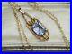 Signed AMCO Art Deco 14 k Gold Fill Alexandrite Paste Pendant Necklace