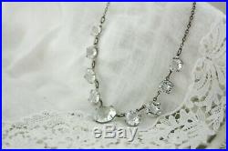 Silver Rhodium Art Deco Open Back Crystal Paste Necklace
