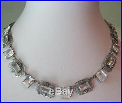 So Pretty Vintage Art Deco Faceted Glass & Filigree Necklace
