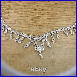 Spectacular Vintage Art Deco 18k Diamond Necklace! Perfect! Nr