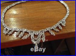 Spectacular Vintage Art Deco 18k Diamond Necklace! Perfect! Nr