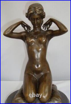 Statue Sculpture Nudes Necklace Sexy Art Deco Style Art Nouveau Style Bronze Sig