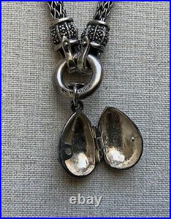 Sterling Silver Art Deco Marcasite Necklace / SS Puffed Marcasite Locket