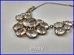 Sterling Silver Open Back Rare Pink Crystal Necklace Antique Art Deco