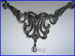 Stunning 1930's Art Deco Silver Marcasite Necklace