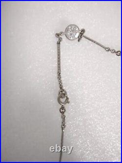 Stunning 36 Inch Antique Art Deco Bezel Set Crystal Necklace Signed Estate Find