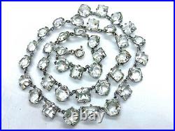 Stunning Antique Art Deco 1920's Clear Diamond Paste Riviera Choker Necklace 15