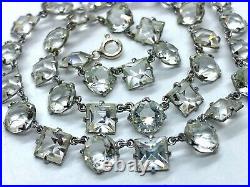 Stunning Antique Art Deco 1920's Clear Diamond Paste Riviera Choker Necklace 15