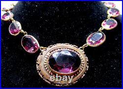 Stunning Art Deco Purple Bezel Set Glass Antique Necklace