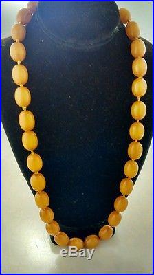 Stunning Art deco egg yolk butterscotch amber Bakelite beads necklace 104 g