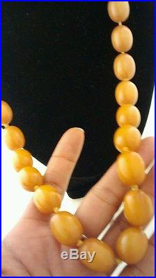 Stunning Art deco egg yolk butterscotch amber Bakelite beads necklace 104 g