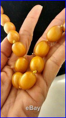 Stunning Art deco egg yolk butterscotch amber Bakelite beads necklace 104 g