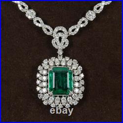 Stunning Emerald Cut 15.05CT & Clear White 37.52CT CZ Unique Art Deco Necklace
