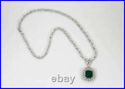 Stunning Emerald Cut 15.05CT & Clear White 37.52CT CZ Unique Art Deco Necklace