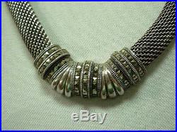 Stunning Judith Jack Art Deco Style Sterling Silver Mesh & Marcasite Necklace