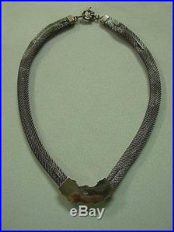 Stunning Judith Jack Art Deco Style Sterling Silver Mesh & Marcasite Necklace