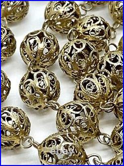 Stunning Vintage Art Deco Gold Vermeil 833 Silver Filigree Beaded Necklace 32