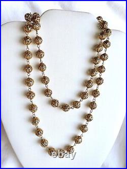 Stunning Vintage Art Deco Gold Vermeil 833 Silver Filigree Beaded Necklace 32