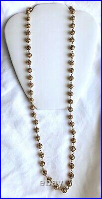 Stunning Vintage Art Deco Gold Vermeil 833 Silver Filigree Beaded Necklace 32