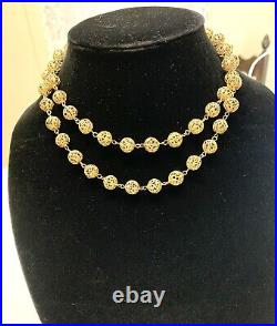 Stunning Vintage Art Deco Gold Vermeil 833 Silver Filigree Beaded Necklace 32