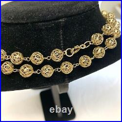 Stunning Vintage Art Deco Gold Vermeil 833 Silver Filigree Beaded Necklace 32