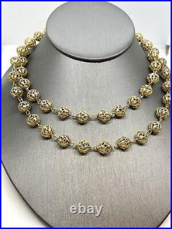 Stunning Vintage Art Deco Gold Vermeil 833 Silver Filigree Beaded Necklace 32