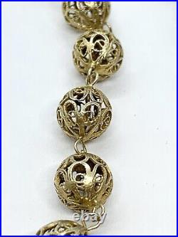 Stunning Vintage Art Deco Gold Vermeil 833 Silver Filigree Beaded Necklace 32