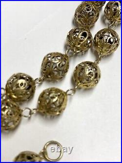 Stunning Vintage Art Deco Gold Vermeil 833 Silver Filigree Beaded Necklace 32