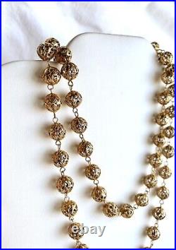 Stunning Vintage Art Deco Gold Vermeil 833 Silver Filigree Beaded Necklace 32