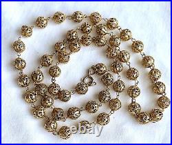 Stunning Vintage Art Deco Gold Vermeil 833 Silver Filigree Beaded Necklace 32