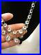 Stunning rare art deco antique French rock crystal bezels silver necklace