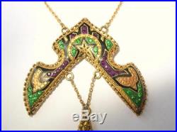 Superb Art Deco Egyptian Revival Celluloid & Rhinestone Necklace French Or Czech