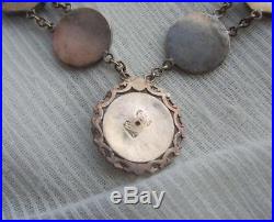 Superb Vintage Art Deco Signed Chinese Jade Hardstone and Silver Panel Necklace