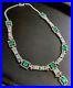 Syn Colombian Emerald Art Deco Necklace 925 Fine Silver Mid 19th Century Jewelry