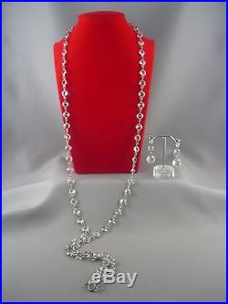 TRUE 1920's Antique ART DECO Open Back Bezel Set Crystal Necklace Earrings Set