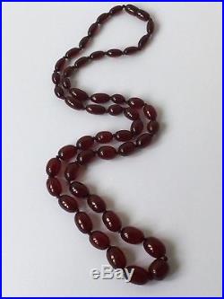 Tested Vintage Art Deco Cherry Amber Bakelite Bead Necklace 40g