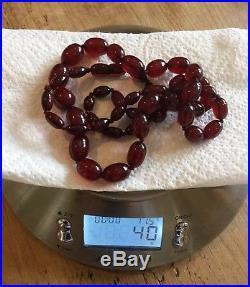 Tested Vintage Art Deco Cherry Amber Bakelite Bead Necklace 40g