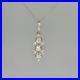 Three Stone Art Deco Pendant Necklace 2.1 Ct Lab Created Diamond 14K White Gold