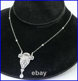 Tiffany & Co. Platinum Art Deco 6.10CT VS1/F formal diamond pendant necklace