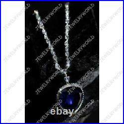 Titanic Heart of the Ocean Women Necklace 50Ct Heart Sapphire Diamond 925 Silver