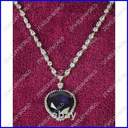 Titanic Heart of the Ocean Women Necklace 50Ct Heart Sapphire Diamond 925 Silver