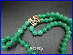 US874 Art Deco 2 strand green marble glass quartz crystal necklace 15