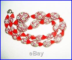 VENETIAN Millefiori Art Deco Necklace Chunky Matched Canes Murano Glass Beads