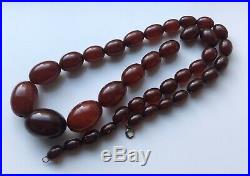 VERY FINE Art Deco Cherry Amber Bakelite Necklace with 9ct Gold Chain 54.4g